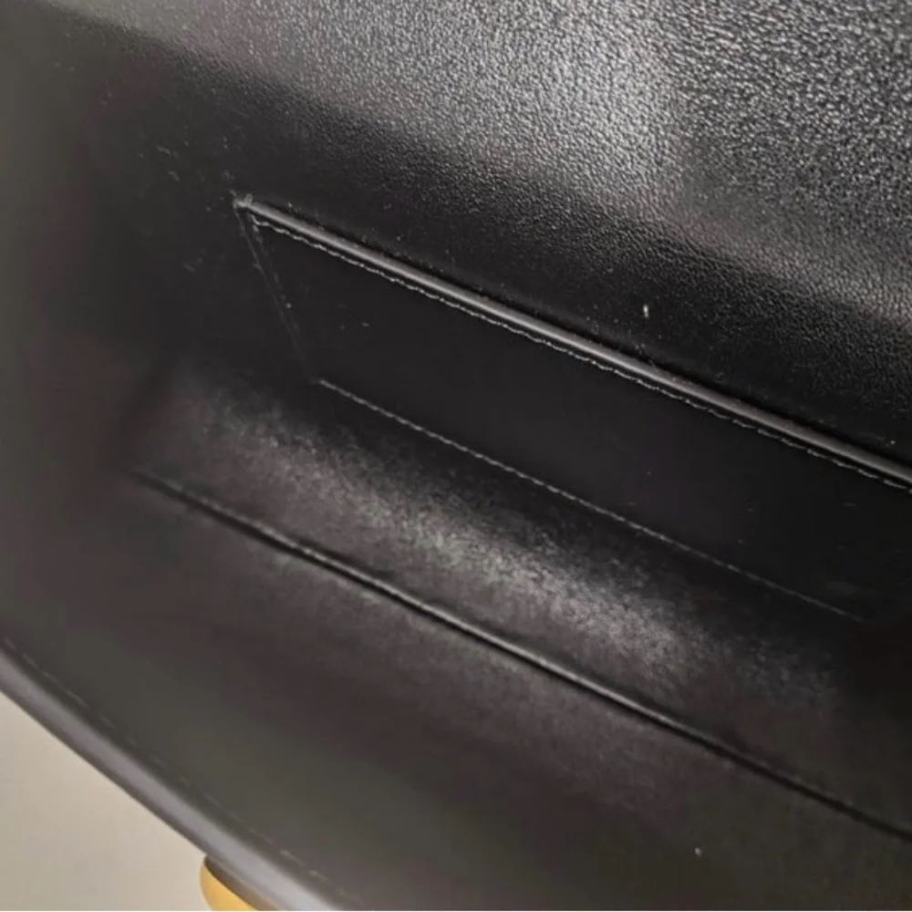 Savette‎ Black Leather Symmetry Top Handle Clutch Bag